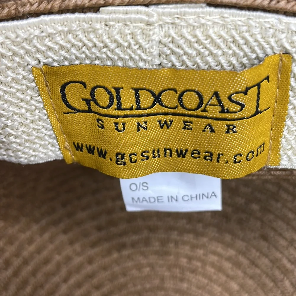 GOLDCOAST Sunwear Straw Sun Hat Brown Wide Brim Coastal Grandma Beach